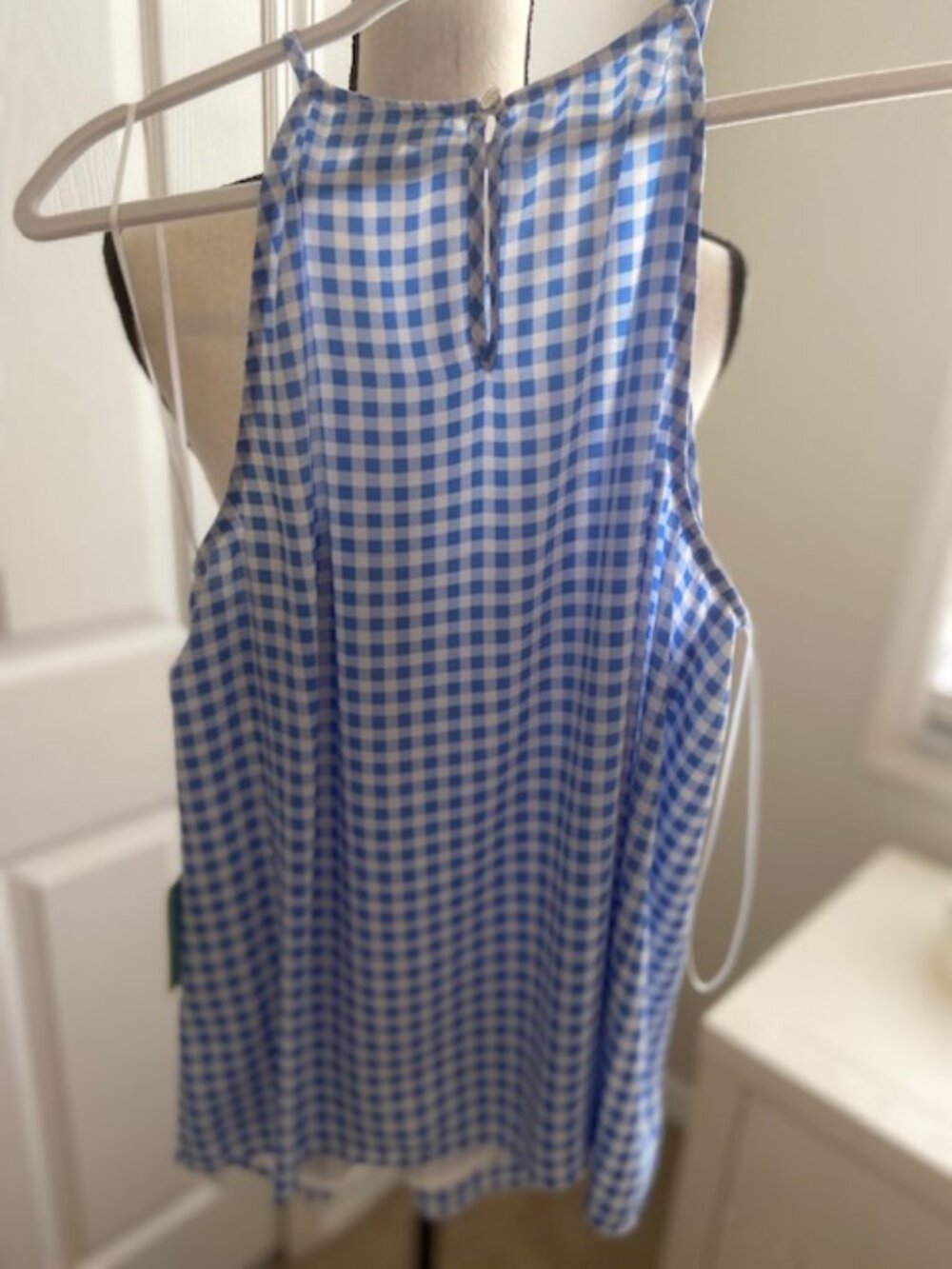 Sweet Blue/white Gingham top - CeCe -Size M -NWT